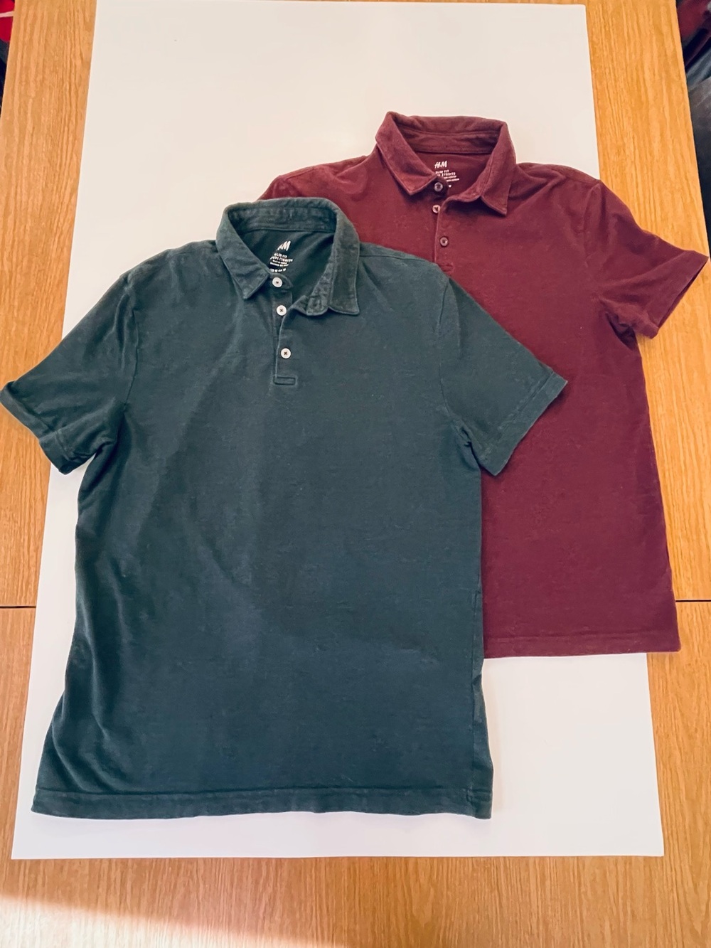H&M Men's Polo Duo - Black and Burgundy